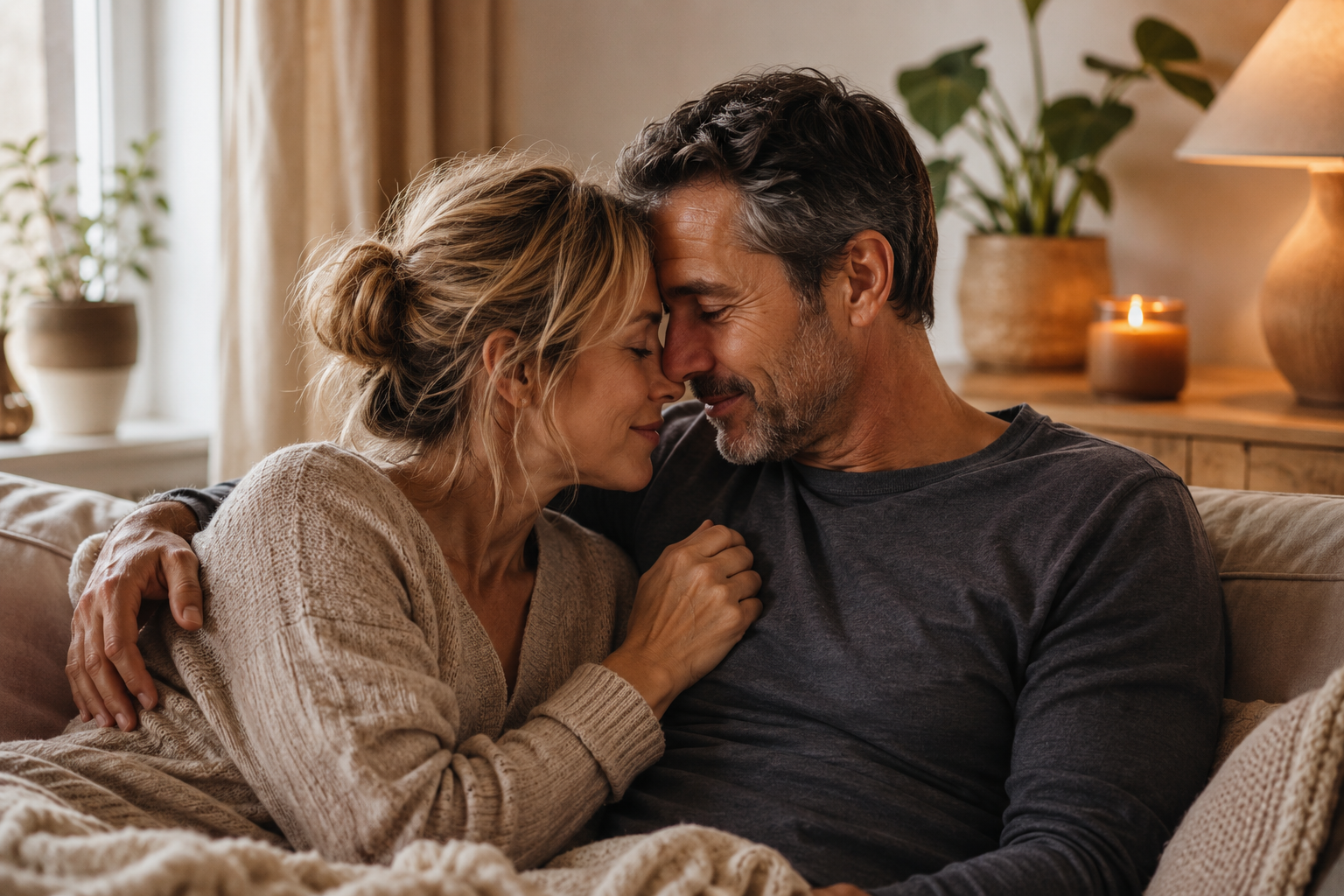 Seksualiteit in een langdurige relatie Koppel dat opnieuw verbinding zoekt binnen een langdurige relatie